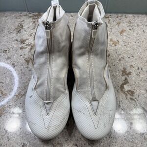 Adidas Football Cleats Ankle Support‎ Zip Up White Athletic Shoes